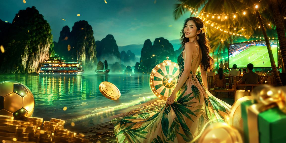 Người chơi trải nghiệm Roulette trực tuyến với phong cảnh Vịnh Hạ Long ở nền