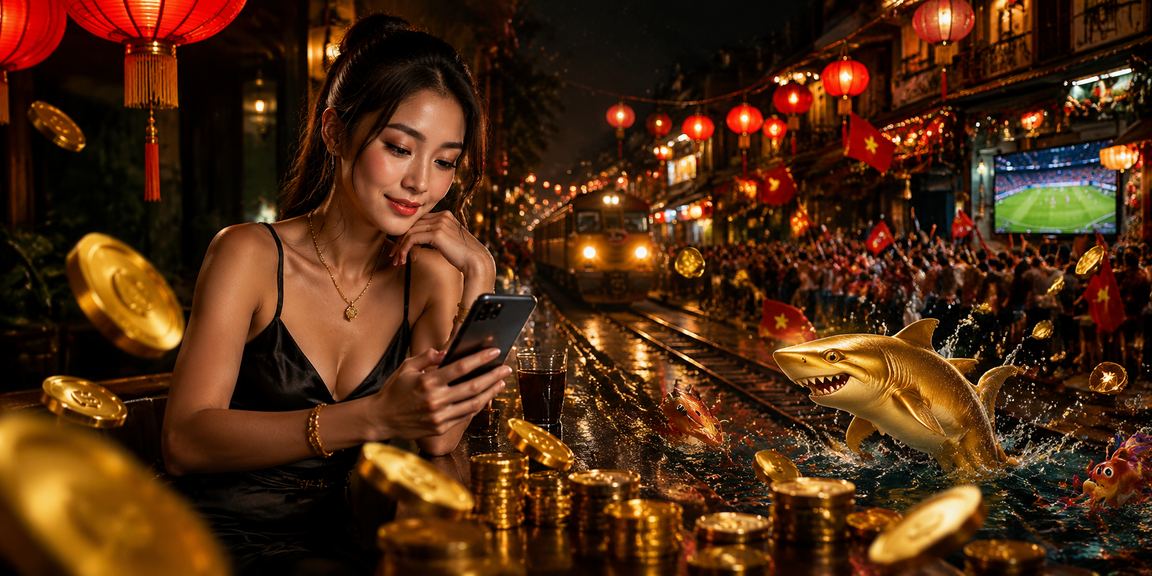 Màn hình game bắn cá trực tuyến lung linh giữa không khí chợ đêm sôi động ở Hà Nội